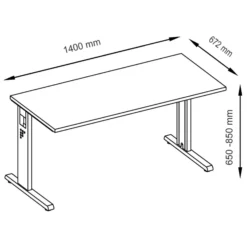 MEGA 614 S | Schreibtisch 140 x 67 höhenverstellbar Asteiche/Silber