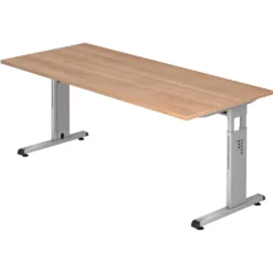 MEGA 19 S | Schreibtisch 180 x 80 höhenverstellbar Nussbaum/Silber
