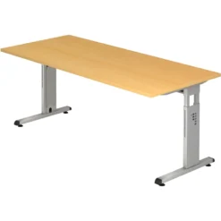 MEGA 19 S | Schreibtisch 180 x 80 höhenverstellbar Buche/Silber