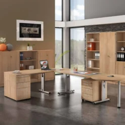MEGA 18 S | Schreibtisch 180 x 100 höhenverstellbar Nussbaum/Silber