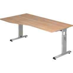 MEGA 18 S | Schreibtisch 180 x 100 höhenverstellbar Nussbaum/Silber