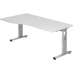 MEGA 18 S | Schreibtisch 180 x 100 höhenverstellbar Weiß/Silber