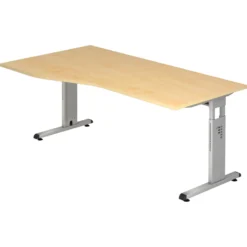 MEGA 18 S | Schreibtisch 180 x 100 höhenverstellbar Ahorn/Silber