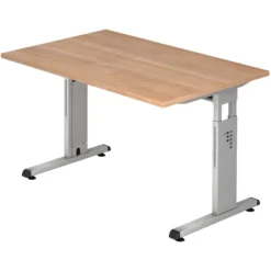 MEGA 12 S | Schreibtisch 120 x 80 höhenverstellbar Nussbaum/Silber