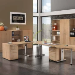 MEGA 12 S | Schreibtisch 120 x 80 höhenverstellbar Nussbaum/Silber