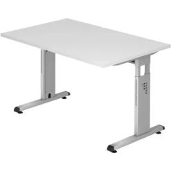 MEGA 12 S | Schreibtisch 120 x 80 höhenverstellbar Weiß/Silber
