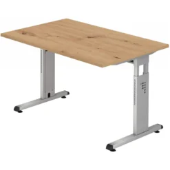 MEGA 12 S | Schreibtisch 120 x 80 höhenverstellbar Asteiche/Silber