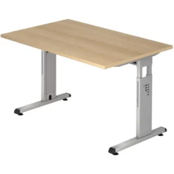 MEGA 12 S | Schreibtisch 120 x 80 höhenverstellbar Eiche/Silber
