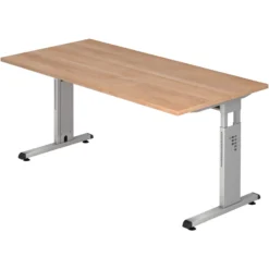 MEGA 16 S | Schreibtisch 160 x 80 höhenverstellbar Nussbaum/Silber