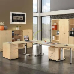 MEGA 16 S | Schreibtisch 160 x 80 höhenverstellbar Eiche/Silber