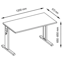 MEGA 612 W | Schreibtisch 120 x 67 höhenverstellbar Weiß/Weiß