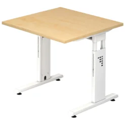 MEGA 8 W | Schreibtisch 80 x 80 höhenverstellbar Ahorn/Weiß