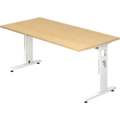 MEGA 16 W | Schreibtisch 160 x 80 höhenverstellbar Ahorn/Weiß