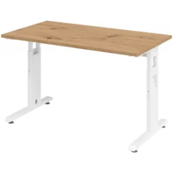 MEGA 612 W | Schreibtisch 120 x 67 höhenverstellbar Asteiche/Weiß