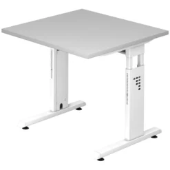 MEGA 8 W | Schreibtisch 80 x 80 höhenverstellbar Grau/Weiß