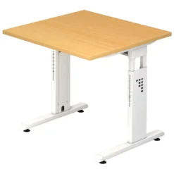 MEGA 8 W | Schreibtisch 80 x 80 höhenverstellbar Buche/Weiß