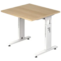 MEGA 8 W | Schreibtisch 80 x 80 höhenverstellbar Eiche/Weiß