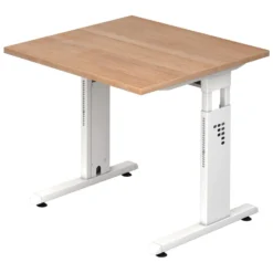 MEGA 8 W | Schreibtisch 80 x 80 höhenverstellbar Nussbaum/Weiß