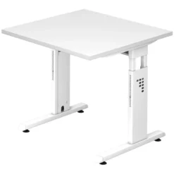 MEGA 8 W | Schreibtisch 80 x 80 höhenverstellbar Weiß/Weiß