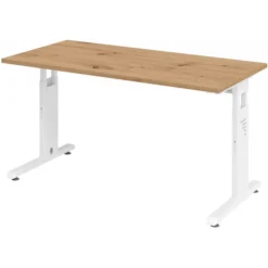 MEGA 614 W | Schreibtisch 140 x 67 höhenverstellbar Asteiche/Weiß