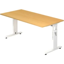MEGA 16 W | Schreibtisch 160 x 80 höhenverstellbar Buche/Weiß