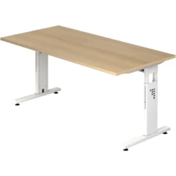 MEGA 16 W | Schreibtisch 160 x 80 höhenverstellbar Eiche/Weiß