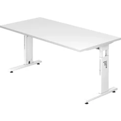 MEGA 16 W | Schreibtisch 160 x 80 höhenverstellbar Weiß/Weiß
