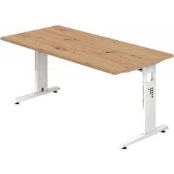 MEGA 16 W | Schreibtisch 160 x 80 höhenverstellbar Asteiche/Weiß