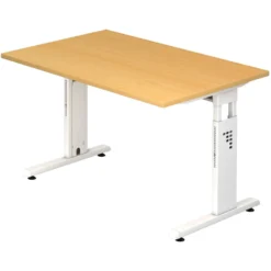 MEGA 12 W | Schreibtisch 120 x 80 höhenverstellbar Buche/Weiß