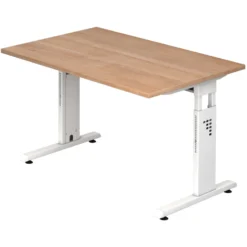 MEGA 12 W | Schreibtisch 120 x 80 höhenverstellbar Nussbaum/Weiß