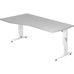 MEGA 18 W | Schreibtisch 180 x 100 höhenverstellbar Grau/Weiß