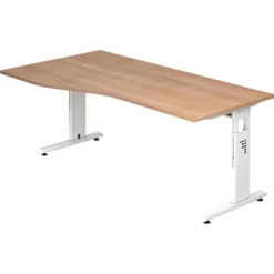 MEGA 18 W | Schreibtisch 180 x 100 höhenverstellbar Nussbaum/Weiß