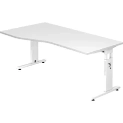 MEGA 18 W | Schreibtisch 180 x 100 höhenverstellbar Weiß/Weiß