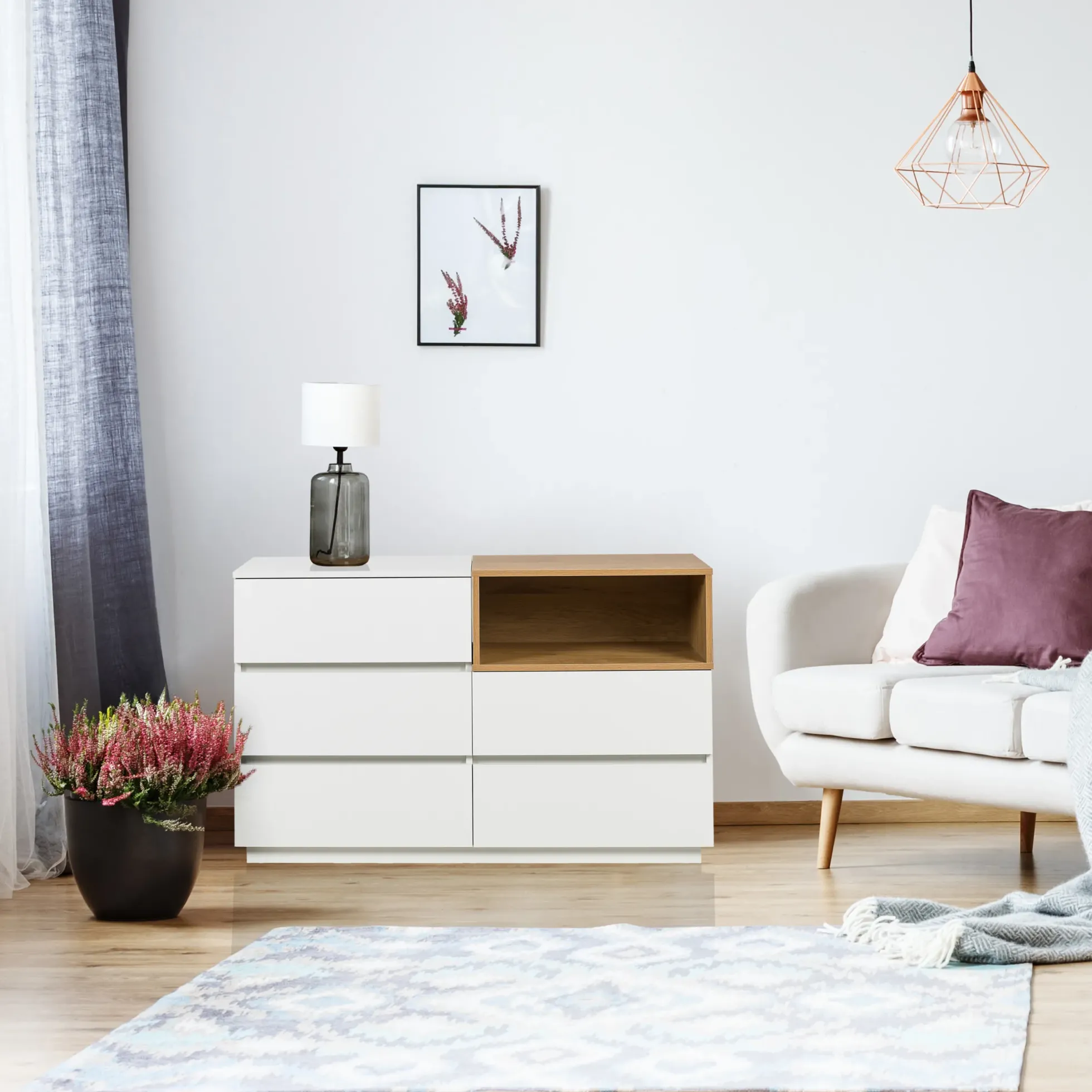 MELMO S - Sideboard Weiß/Eiche