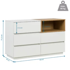 MELMO S - Sideboard Weiß/Eiche