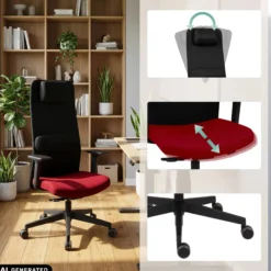 Mike2B - Profi Bürostuhl Schwarz/Rot
