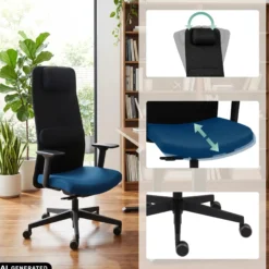 Mike2B - Profi Bürostuhl Schwarz/Dunkelblau