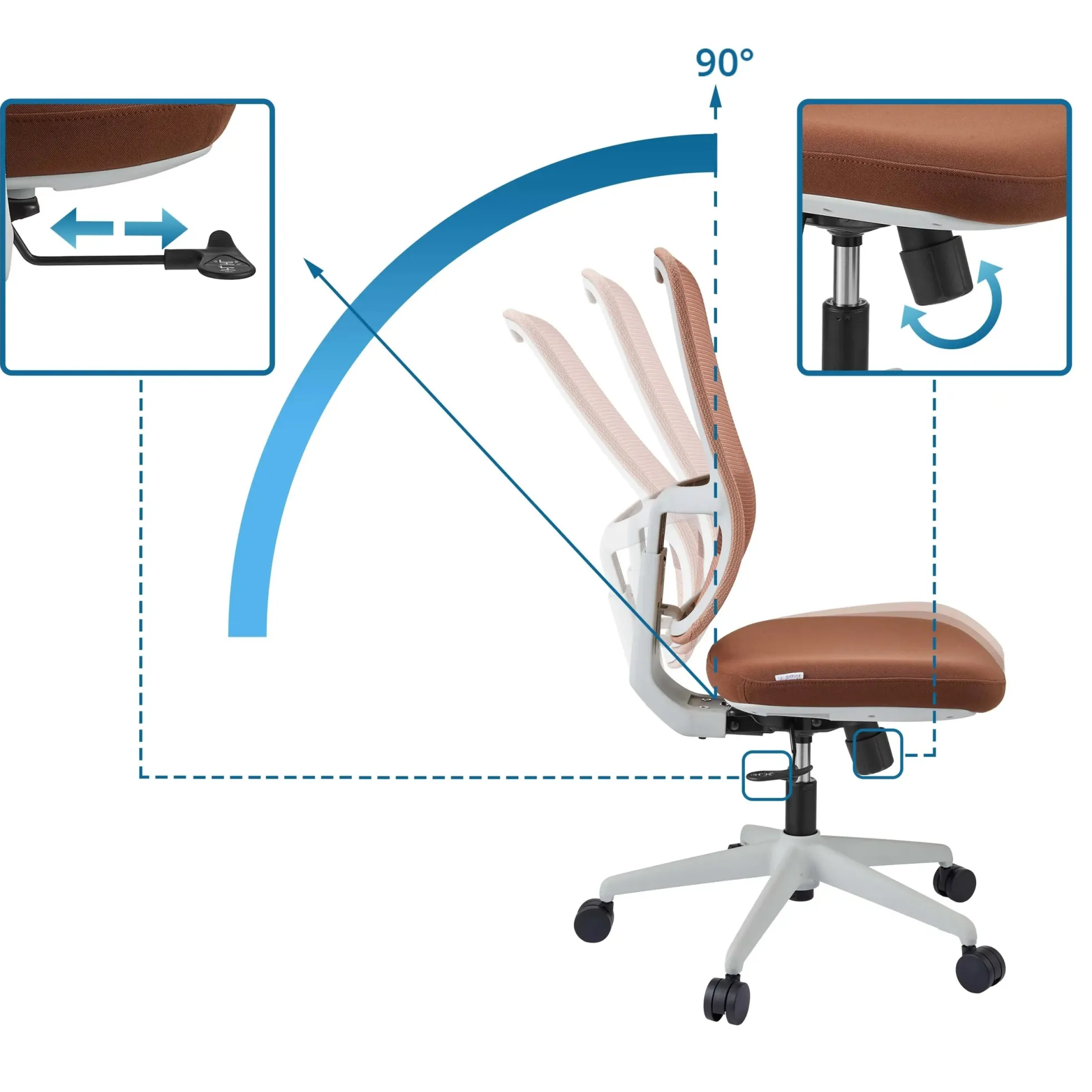 Minoro W - Profi Bürostuhl Weiß/Braun