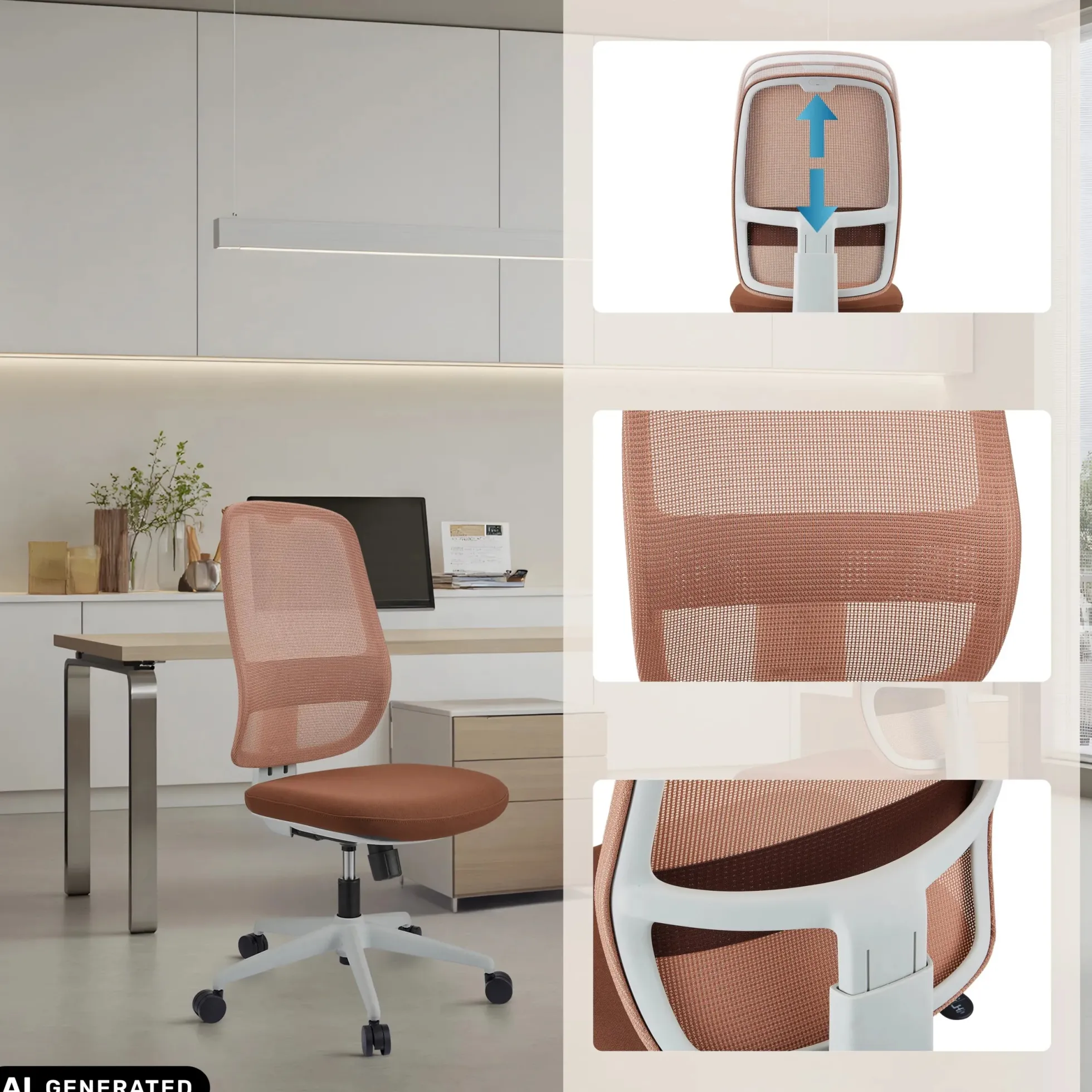 Minoro W - Profi Bürostuhl Weiß/Braun
