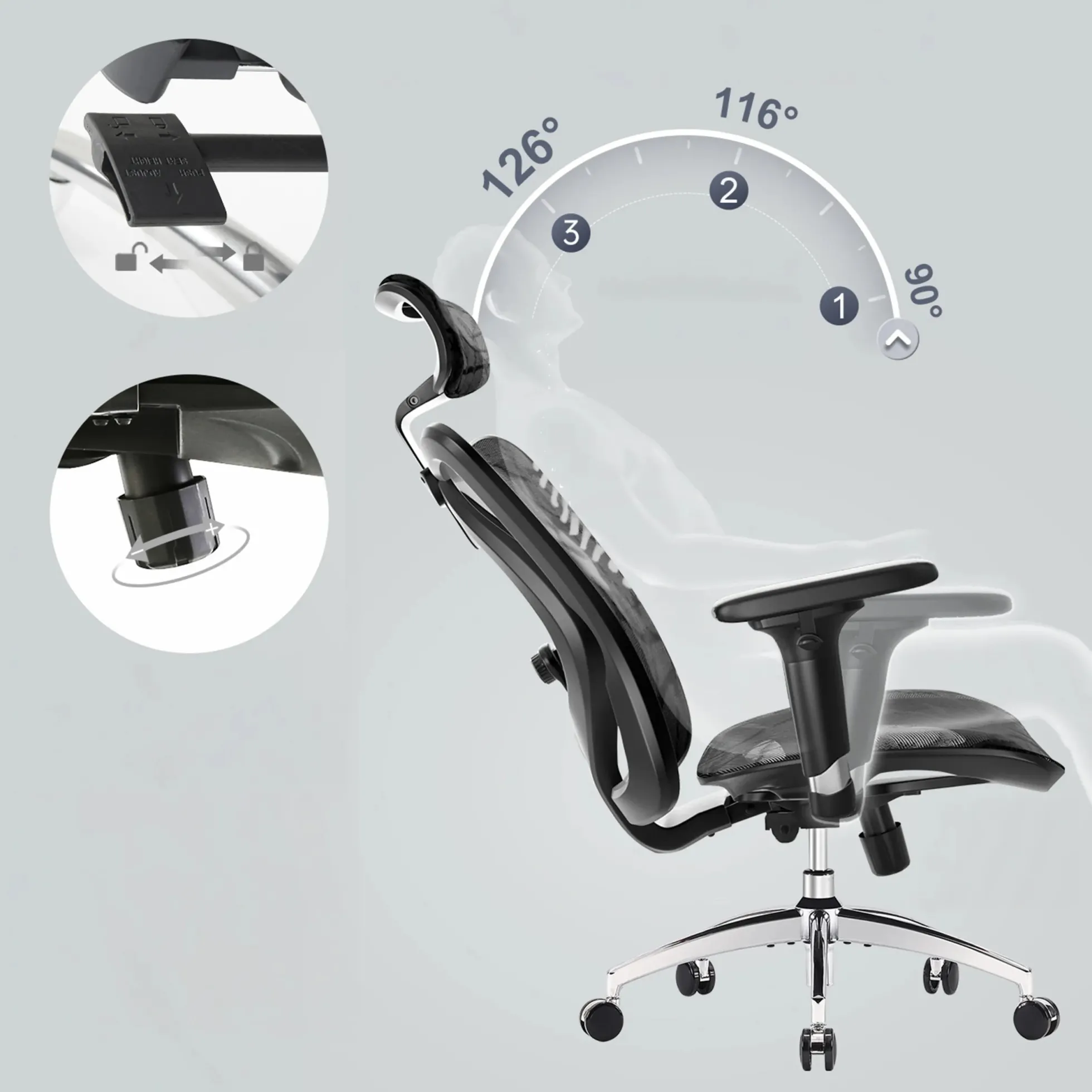 M57-M015 | Sihoo - Profi Bürostuhl Schwarz