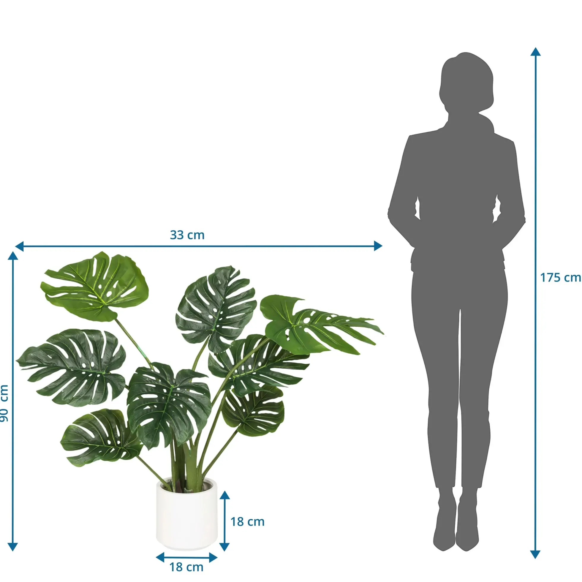 MONSTERA I - Kunstpflanze Grün