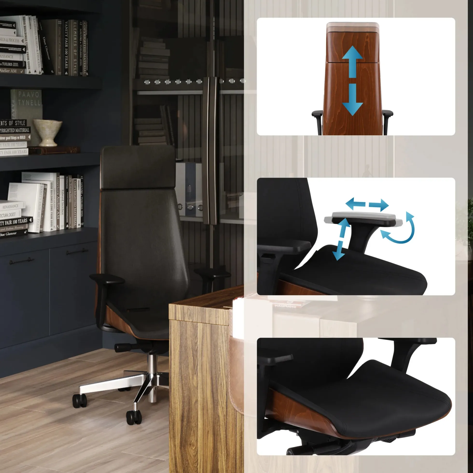 MOON WOOD HD - Chefsessel Schwarz/Walnuss