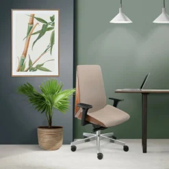 MOON WOOD - Profi Bürostuhl Beige/Walnuss