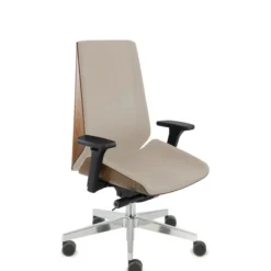 MOON WOOD - Profi Bürostuhl Beige/Walnuss