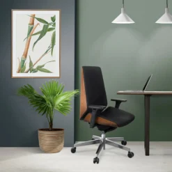 MOON WOOD - Profi Bürostuhl Schwarz/Walnuss