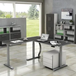 MOVE 3 Premium B 200 | 200x220 | Schreibtisch elektrisch höhenverstellbar - Stehschreibtisch Weiß/Anthrazit