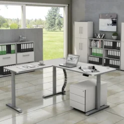 MOVE 3 Premium B 180 | 180x180 | Schreibtisch elektrisch höhenverstellbar - Stehschreibtisch Weiß/Weiß