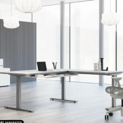 MOVE 3 Premium B 180 | 180x180 | Schreibtisch elektrisch höhenverstellbar - Stehschreibtisch Weiß/Weiß