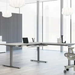 MOVE 3 Premium B 160 | 160x180 | Schreibtisch elektrisch höhenverstellbar - Stehschreibtisch Weiß/Grau