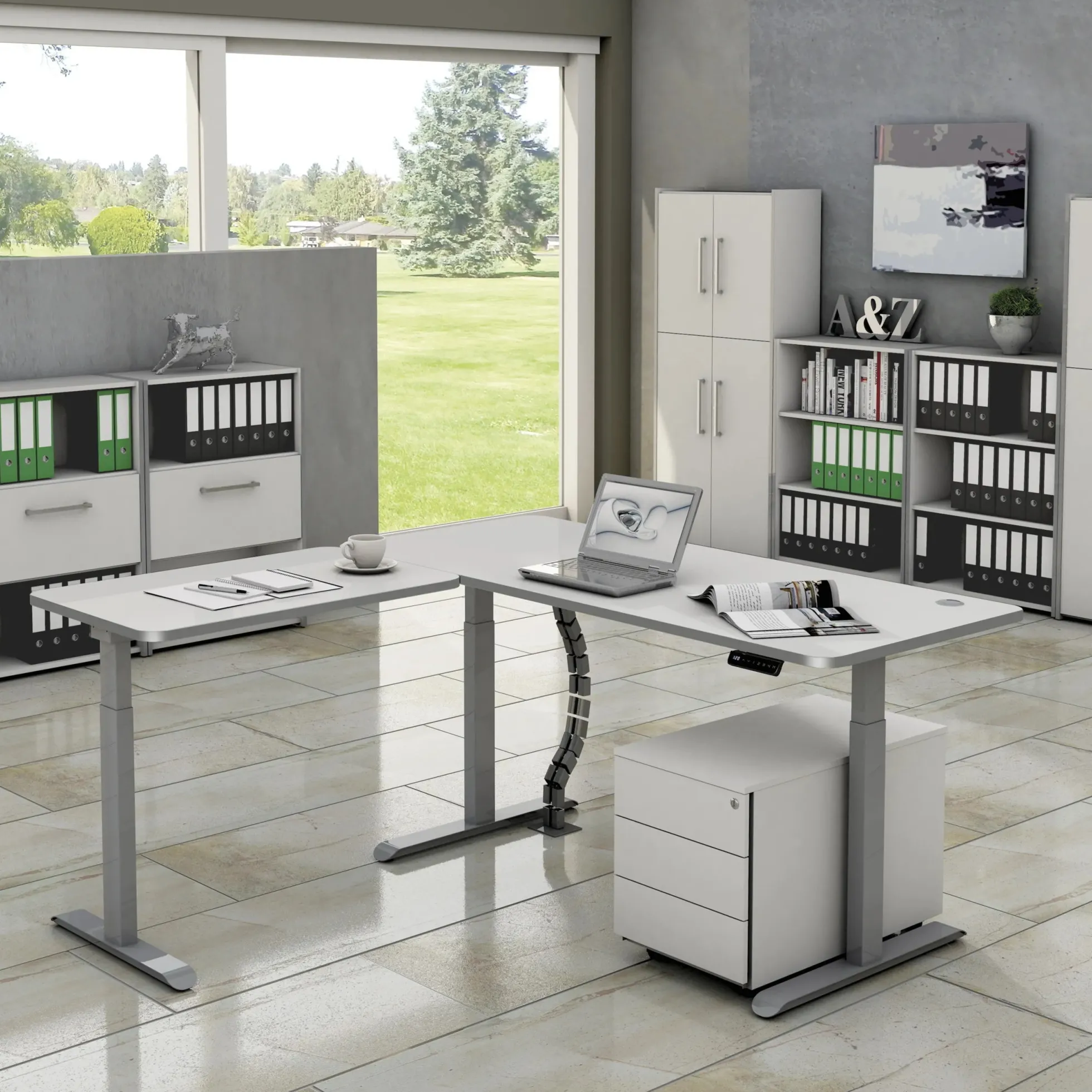 MOVE 3 Premium B 160 | 160x180 | Schreibtisch elektrisch höhenverstellbar - Stehschreibtisch Weiß/Weiß